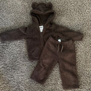 Old Navy Brown Fleece Baby Outfit with Bear Ears